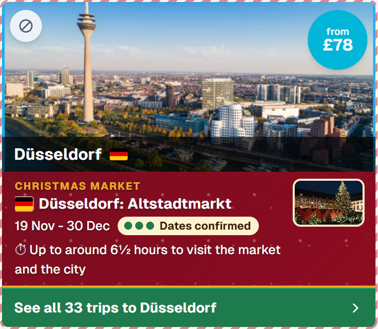 Düsseldorf Christmas Market from Dublin, from £78, dates confirmed