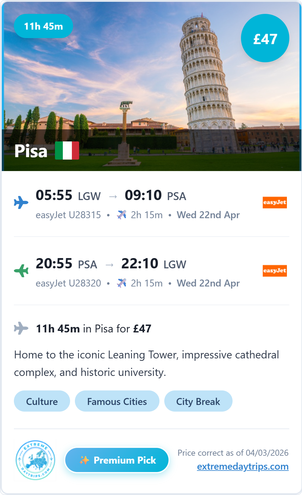 Premium pick from London Gatwick