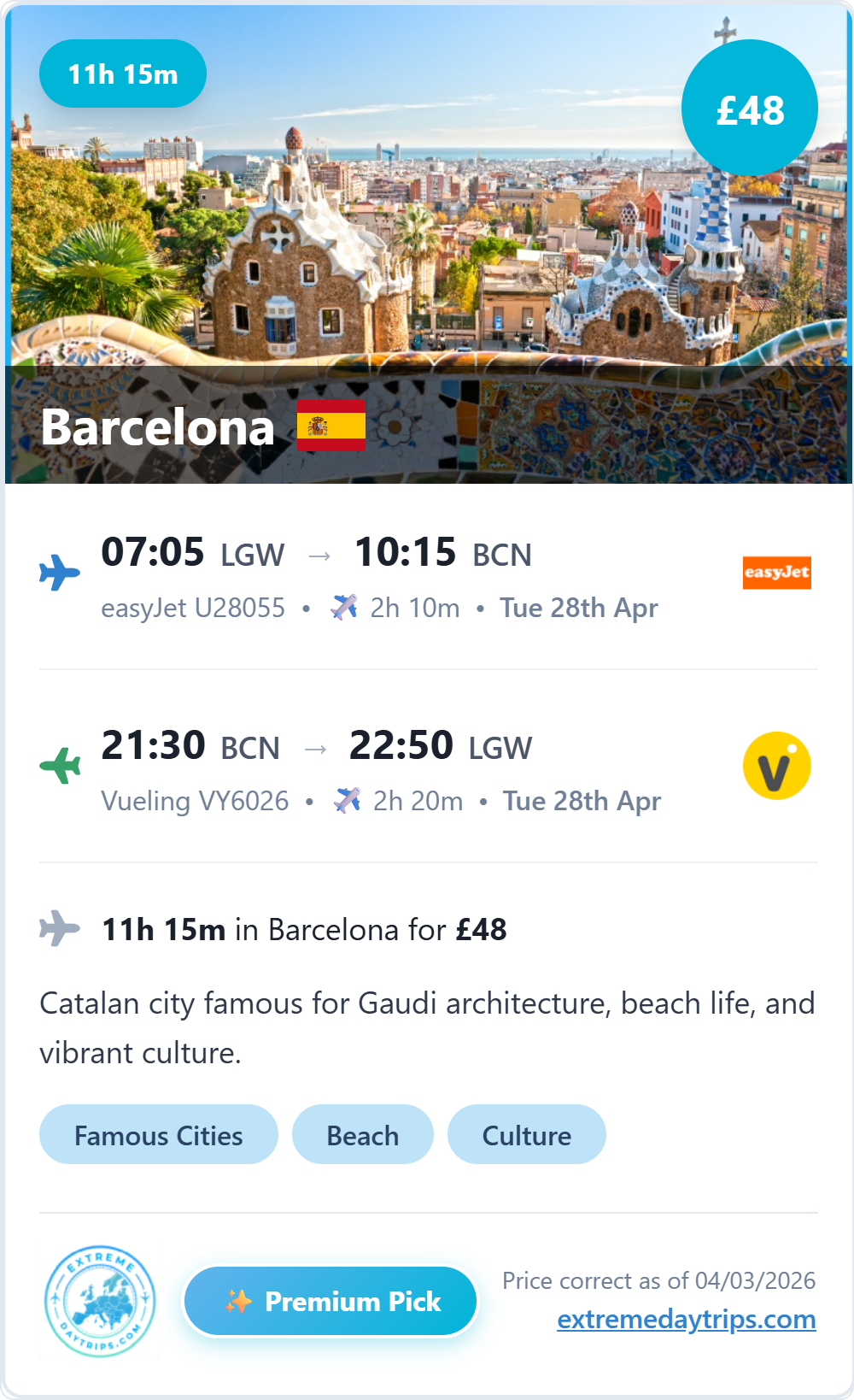 Premium pick from London Gatwick