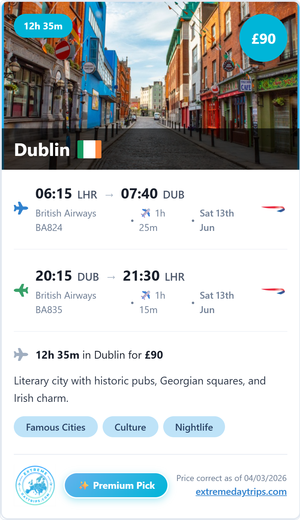 Premium pick from London Heathrow